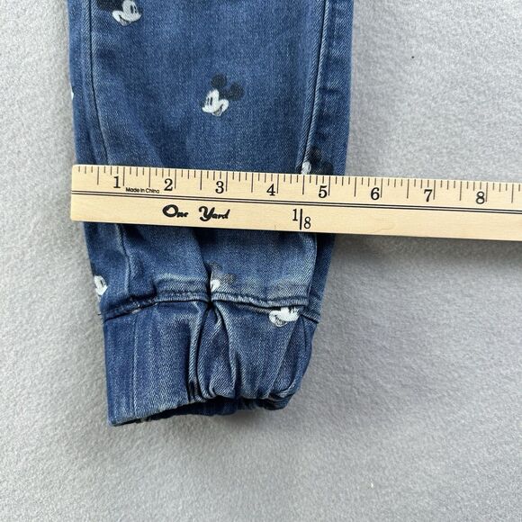 Disney Parks Mickey Mouse Denim Joggers Size XXS Jeans Pants Allover Print Hip - Picture 12 of 12